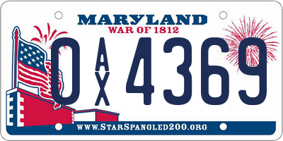 MD license plate 0AX4369