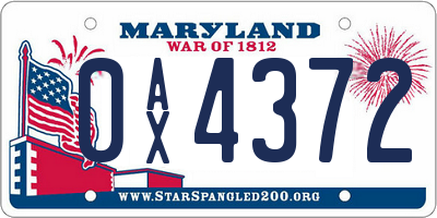 MD license plate 0AX4372