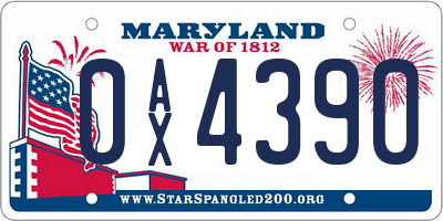 MD license plate 0AX4390