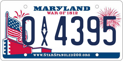 MD license plate 0AX4395