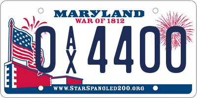 MD license plate 0AX4400