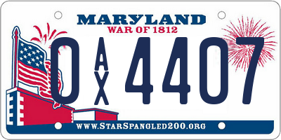 MD license plate 0AX4407