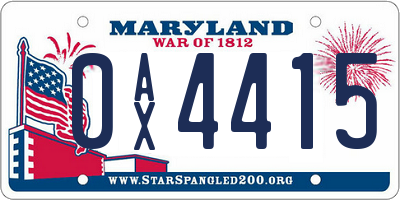 MD license plate 0AX4415