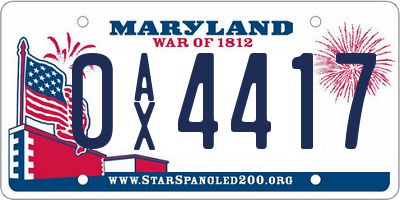 MD license plate 0AX4417