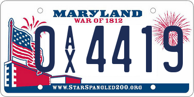 MD license plate 0AX4419