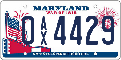 MD license plate 0AX4429