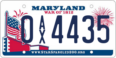 MD license plate 0AX4435