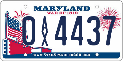 MD license plate 0AX4437