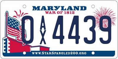 MD license plate 0AX4439