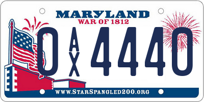 MD license plate 0AX4440