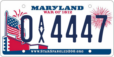 MD license plate 0AX4447