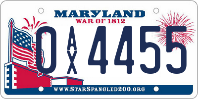 MD license plate 0AX4455