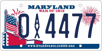 MD license plate 0AX4477