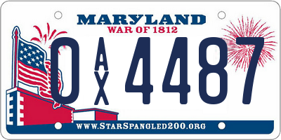 MD license plate 0AX4487