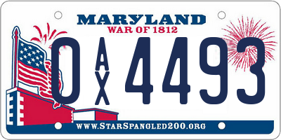 MD license plate 0AX4493