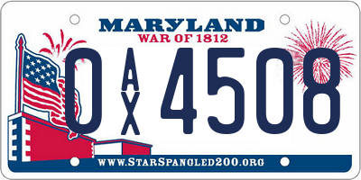 MD license plate 0AX4508