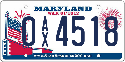 MD license plate 0AX4518