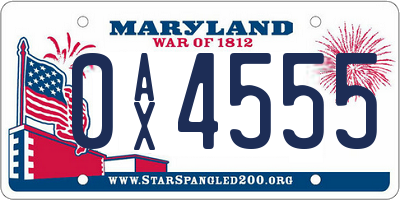 MD license plate 0AX4555