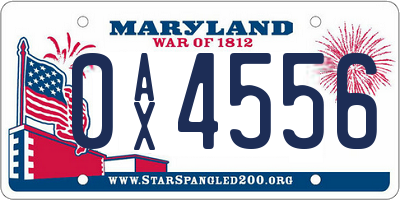 MD license plate 0AX4556