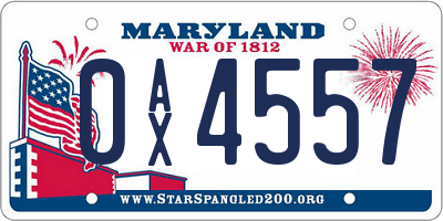 MD license plate 0AX4557