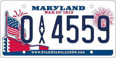 MD license plate 0AX4559