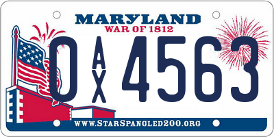 MD license plate 0AX4563