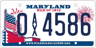 MD license plate 0AX4586