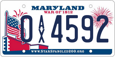 MD license plate 0AX4592