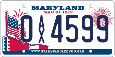 MD license plate 0AX4599