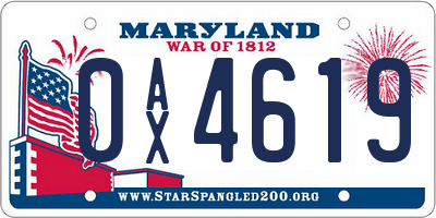 MD license plate 0AX4619