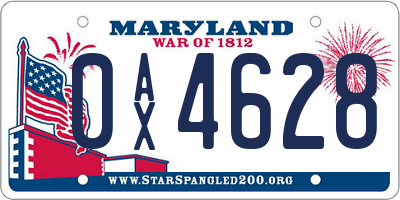 MD license plate 0AX4628