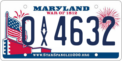 MD license plate 0AX4632