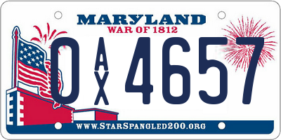 MD license plate 0AX4657