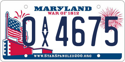 MD license plate 0AX4675