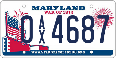MD license plate 0AX4687