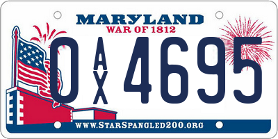 MD license plate 0AX4695
