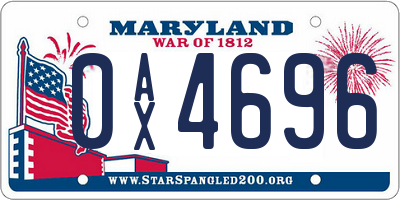 MD license plate 0AX4696