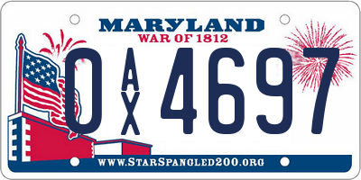 MD license plate 0AX4697