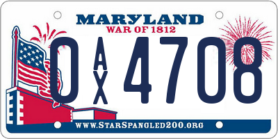 MD license plate 0AX4708