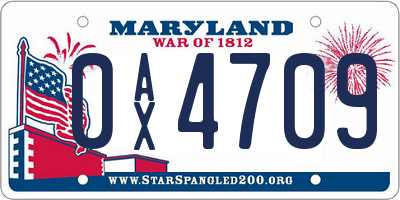 MD license plate 0AX4709