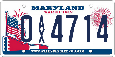 MD license plate 0AX4714