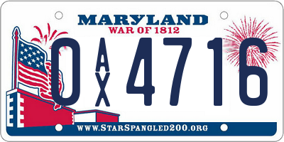 MD license plate 0AX4716