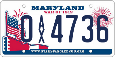 MD license plate 0AX4736