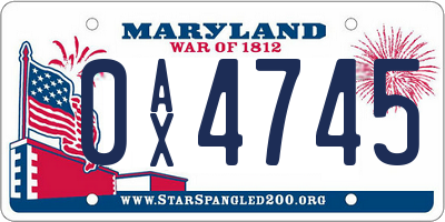 MD license plate 0AX4745