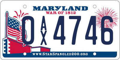 MD license plate 0AX4746