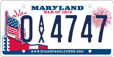 MD license plate 0AX4747
