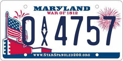 MD license plate 0AX4757