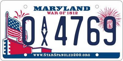 MD license plate 0AX4769