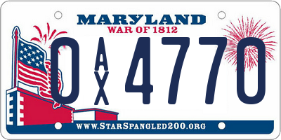 MD license plate 0AX4770
