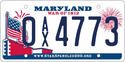 MD license plate 0AX4773